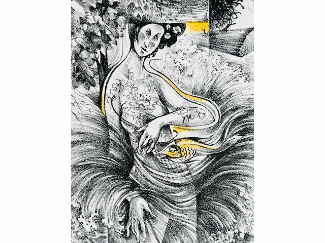 Hedwig pauwels - naakt - kleurenlithografie - afbeelding 4 van  5