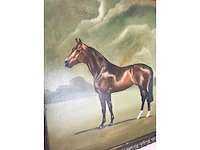Heel groot paarden olieverfschilderij 122cm! nederlandsche school. gesigneerd. - afbeelding 3 van  7
