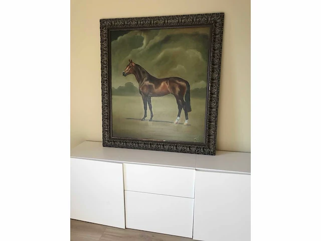 Heel groot paarden olieverfschilderij 122cm! nederlandsche school. gesigneerd. - afbeelding 7 van  7