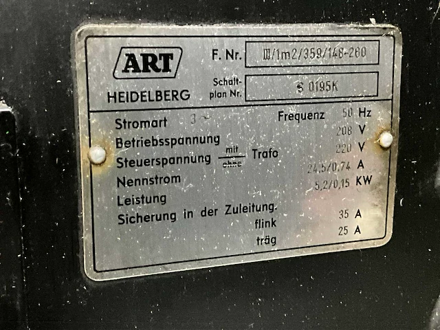 Heidelberg cylinder 1m2/359/148-260 typo drukpersmachine - afbeelding 9 van  17