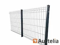 Hek panelen 153x250cm stijf 3d in groen ral 7016 en palen 2075 mm