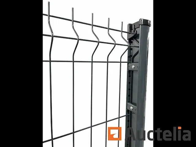 Hek panelen 153x250cm stijf 3d in groen ral 7016 en palen 2075 mm - afbeelding 3 van  4