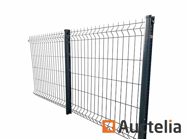 Hek panelen 163x250cm stijf 2d in groen ral 6005 en palen 2175 mm - afbeelding 2 van  4