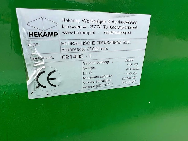 Hekamp - hydraulische trekkerbak 250 - afbeelding 6 van  15