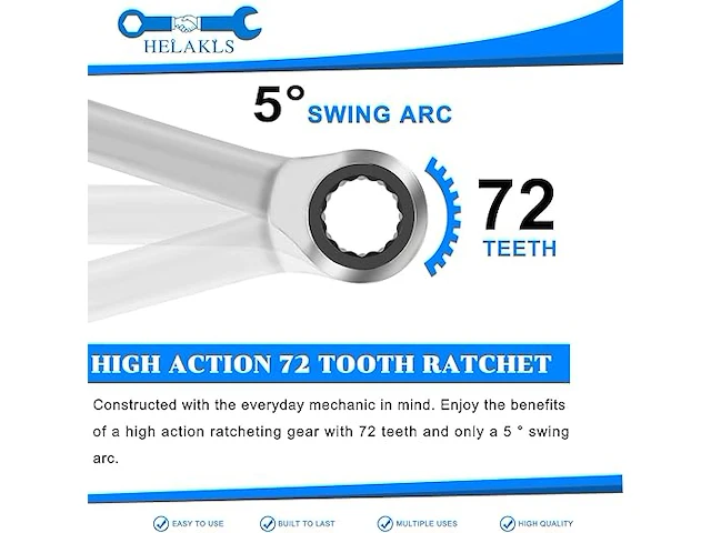 Helakls 7-delige 8 mm - 19 mm ratelsleutelset - afbeelding 3 van  4