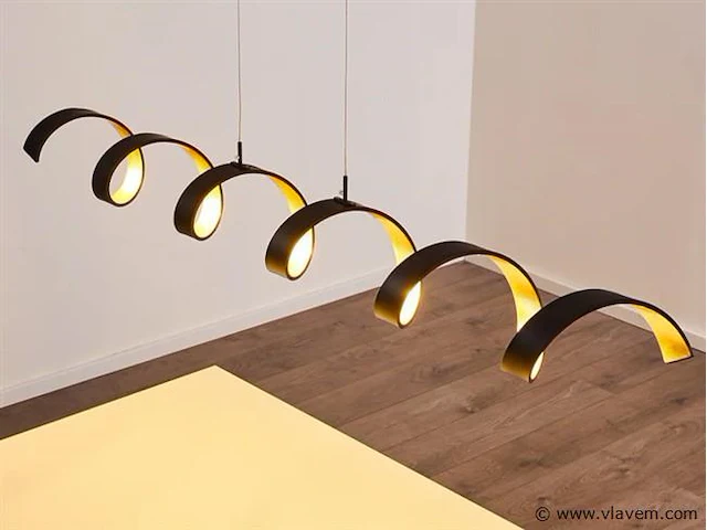 Helix design led hanglamp zwart/goud - afbeelding 6 van  8