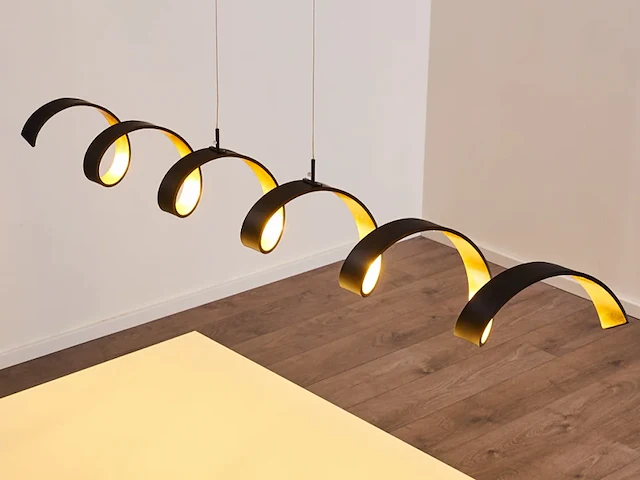 Helix design led hanglamp zwart/goud - afbeelding 6 van  9