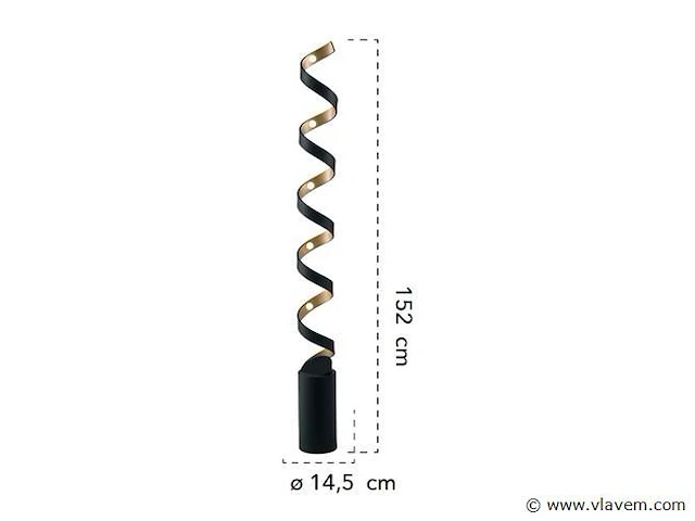 Helix design led vloerlamp zwart/goud - afbeelding 6 van  8