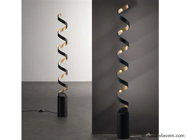 Helix design led vloerlamp zwart/goud - afbeelding 8 van  8