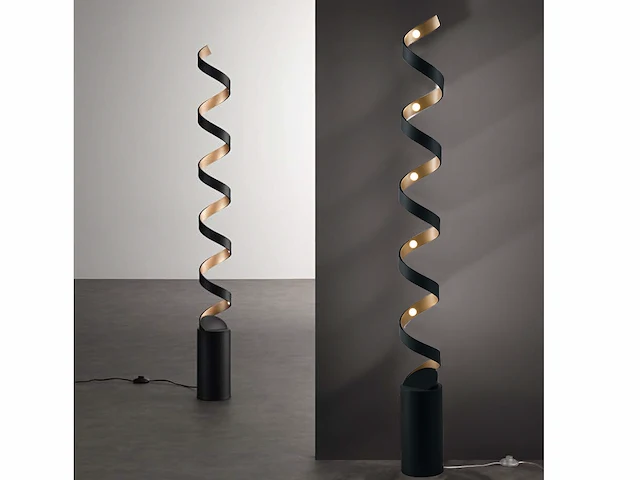 Helix design led vloerlamp zwart/goud - afbeelding 8 van  8