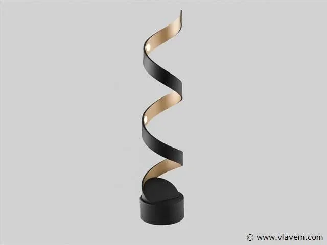 Helix design vloer lamp zwart/goud - afbeelding 5 van  7
