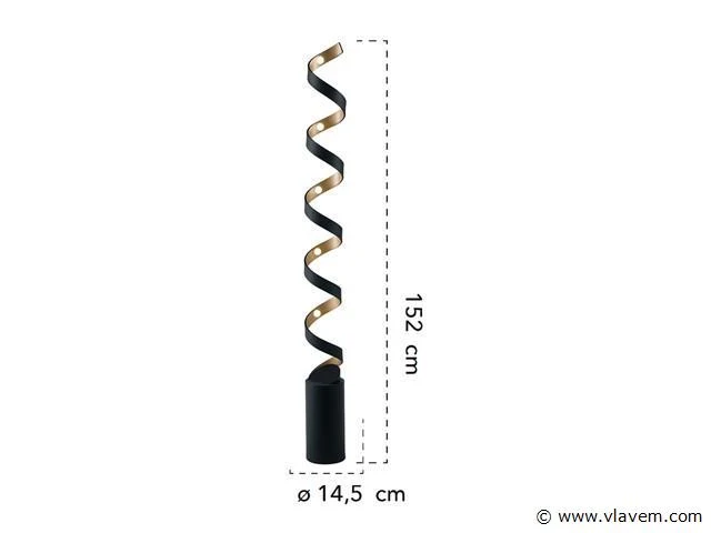Helix design vloerlamp 152 cm zwart - afbeelding 5 van  7
