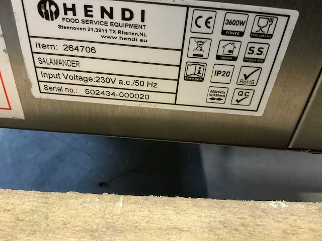 Hendi 600 salamander - afbeelding 8 van  8