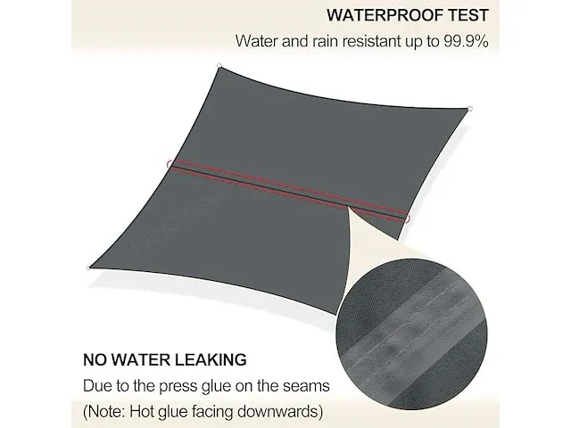 Heng feng 5x5x7m schaduwzeil driehoek - afbeelding 2 van  4