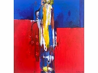 Henk severens - femme jaune - acryl op doek