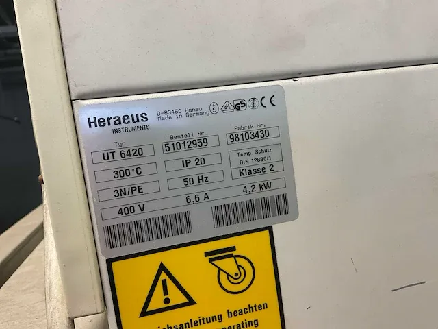 Heraeus ut 6420 mobiele droogoven - afbeelding 4 van  5