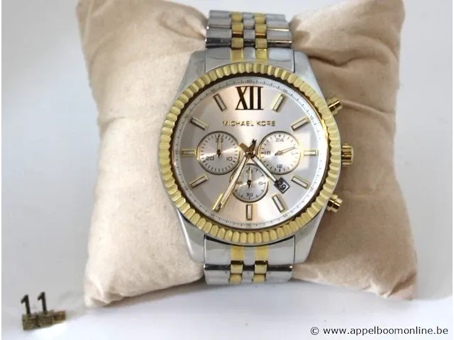 Heren horloge michael kors mk8344, quartz, vv stopwatch, goud en zilver mix, mogelijke gebruikssporen, mogelijks nieuwe batterij nodig - afbeelding 1 van  6