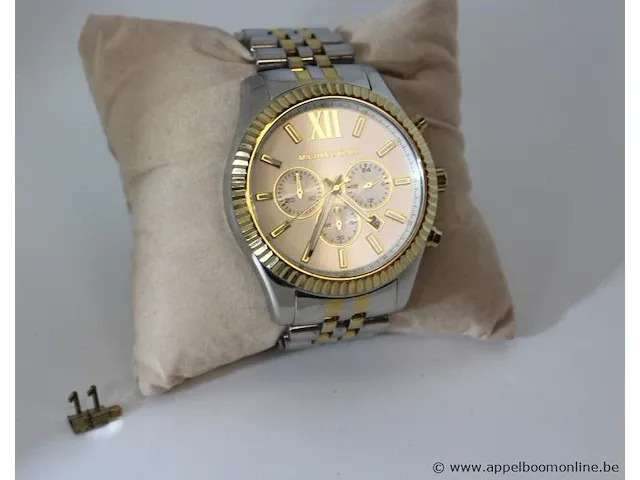 Heren horloge michael kors mk8344, quartz, vv stopwatch, goud en zilver mix, mogelijke gebruikssporen, mogelijks nieuwe batterij nodig - afbeelding 2 van  6