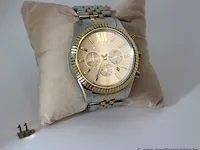 Heren horloge michael kors mk8344, quartz, vv stopwatch, goud en zilver mix, mogelijke gebruikssporen, mogelijks nieuwe batterij nodig - afbeelding 2 van  6