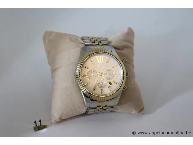 Heren horloge michael kors mk8344, quartz, vv stopwatch, goud en zilver mix, mogelijke gebruikssporen, mogelijks nieuwe batterij nodig - afbeelding 3 van  6
