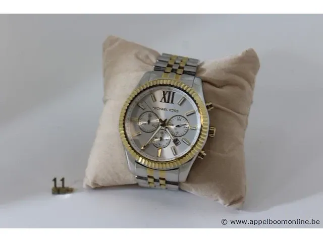 Heren horloge michael kors mk8344, quartz, vv stopwatch, goud en zilver mix, mogelijke gebruikssporen, mogelijks nieuwe batterij nodig - afbeelding 4 van  6