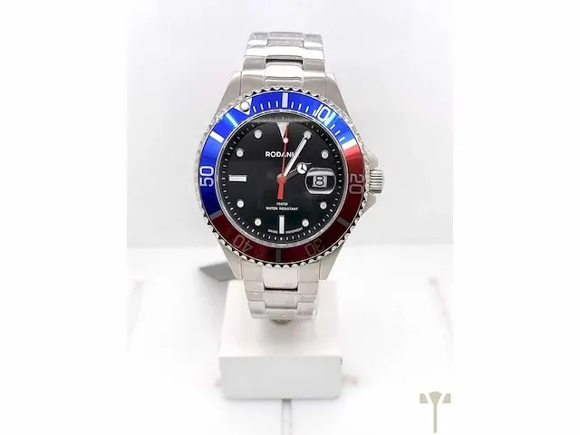 Herenhorloge rodania dive silver steel compl blue/red, mineral 10atm, ref. 2644447 - afbeelding 1 van  1