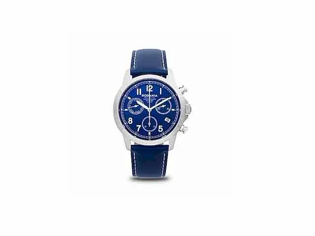 Herenhorloge rodania vancouver chr s/s leather blue, dial blue, sapphire 10 atm, ref. 2645129 - afbeelding 1 van  1