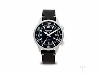 Herenhorloge rodania waterman s/s leather black, sapphire 10 atm, ref. 2645226