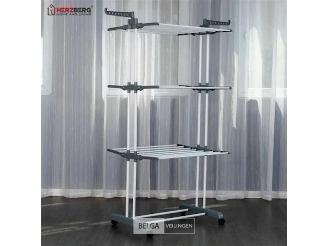 Herzberg hg-8034gry: moving clothes rack - grijs - afbeelding 4 van  4