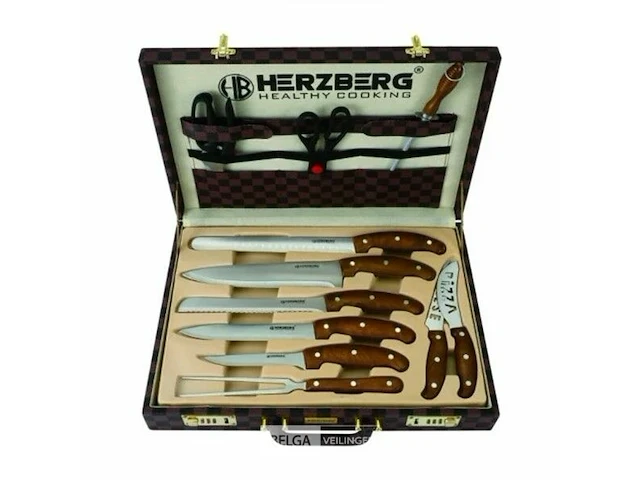 Herzberg hg-k25lb: 25-delige messen- en bestekset met attachekoffer - afbeelding 1 van  4
