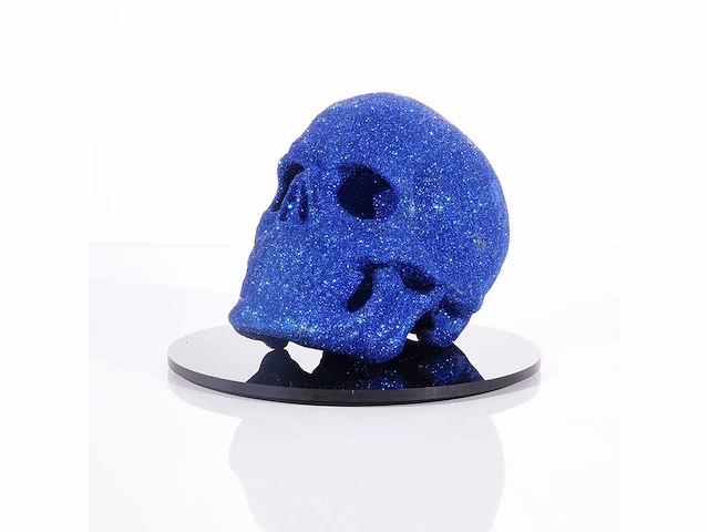 Het skull "blue diamonds" - alvaro mendez - 2024 - 3d sculptuur gelimiteerd 30 stuks - 20x20x23 - certificaat - afbeelding 1 van  7