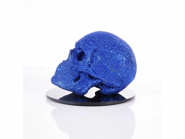 Het skull "blue diamonds" - alvaro mendez - 2024 - 3d sculptuur gelimiteerd 30 stuks - 20x20x23 - certificaat - afbeelding 3 van  7