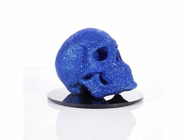 Het skull "blue diamonds" - alvaro mendez - 2024 - 3d sculptuur gelimiteerd 30 stuks - 20x20x23 - certificaat - afbeelding 6 van  7