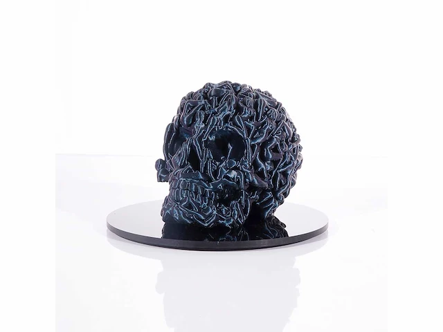 Het skull "blue glitter" - alvaro mendez - 2024 - 3d sculptuur gelimiteerd 30 stuks - 20x20x23 - certificaat - afbeelding 1 van  6