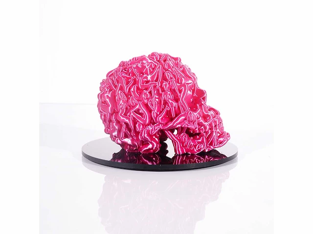 Het skull "fushia pink " - alvaro mendez - 2024 - 3d sculptuur gelimiteerd 30 stuks - 20x20x23 - certificaat - afbeelding 6 van  7