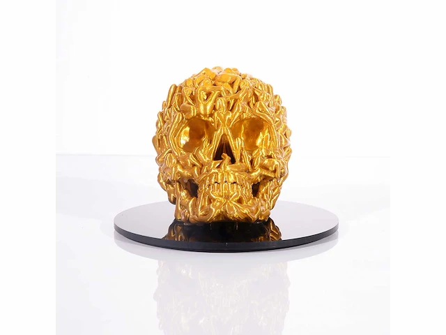 Het skull "goudglans" - alvaro mendez - 2024 - 3d sculptuur gelimiteerd 30 stuks - 20x20x23 - certificaat - afbeelding 1 van  8