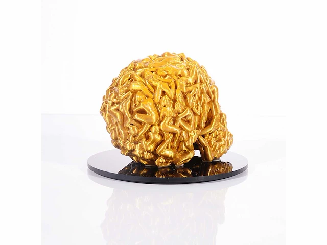 Het skull "goudglans" - alvaro mendez - 2024 - 3d sculptuur gelimiteerd 30 stuks - 20x20x23 - certificaat - afbeelding 6 van  8