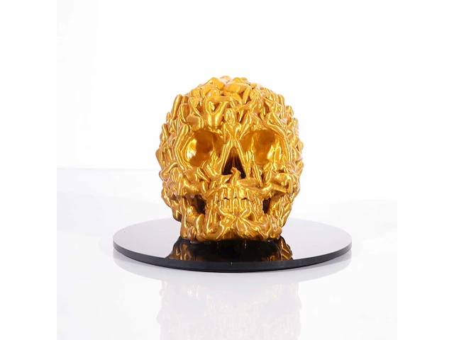 Het skull "goudglans" - alvaro mendez - 2024 - 3d sculptuur gelimiteerd 30 stuks - 20x20x23 - certificaat - afbeelding 8 van  8
