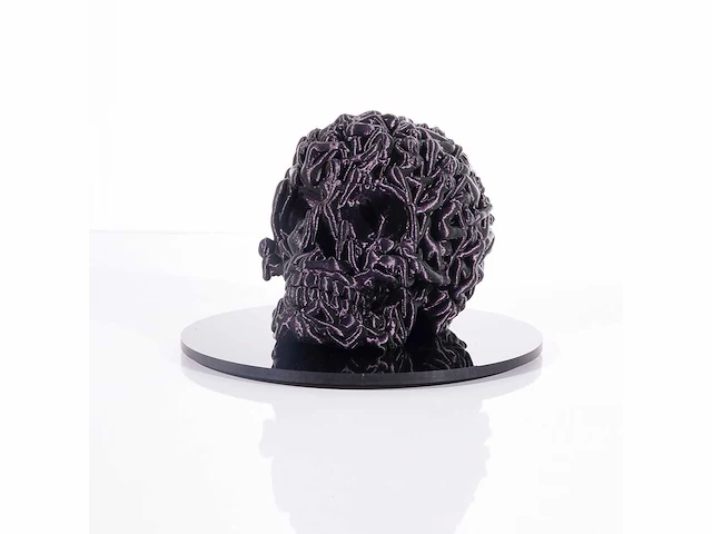 Het skull "purple glitter" - alvaro mendez - 2024 - 3d sculptuur gelimiteerd 30 stuks - 20x20x23 - certificaat - afbeelding 1 van  5