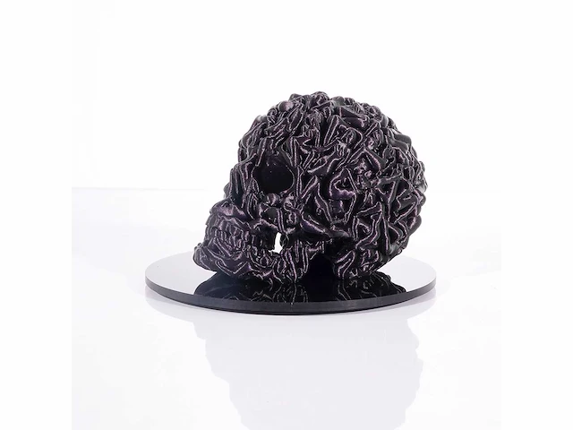 Het skull "purple glitter" - alvaro mendez - 2024 - 3d sculptuur gelimiteerd 30 stuks - 20x20x23 - certificaat - afbeelding 3 van  5