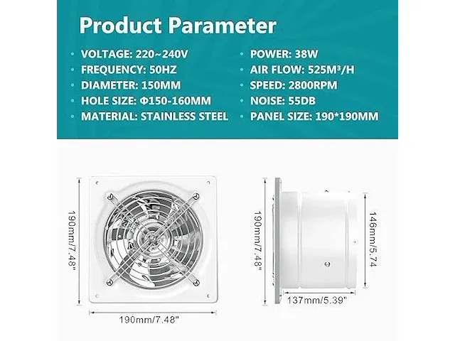 Hg power 150 mm keukenafzuigventilator - afbeelding 2 van  2