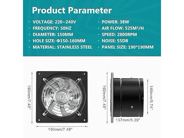 Hg power 150 mm keukenafzuigventilator - afbeelding 2 van  2