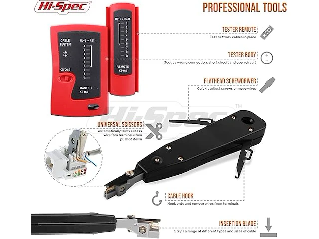 Hi-spec 9-delige netwerkkabel gereedschappen in etui. - afbeelding 3 van  3