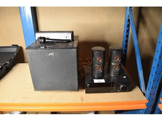 Hifi component system jvc nx f7, 2 boxen en woofer, microfoon draadloos yu brother - afbeelding 1 van  7