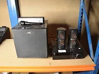 Hifi component system jvc nx f7, 2 boxen en woofer, microfoon draadloos yu brother - afbeelding 1 van  7