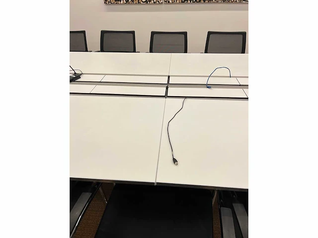 High-end vergadertafel, modulair b565xd170xh74 - wit generfd mdf met alu rand / alu verrijdbaar, opklapbaar - afbeelding 8 van  21