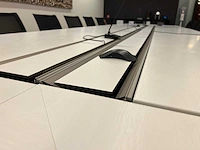 High-end vergadertafel, modulair b565xd170xh74 - wit generfd mdf met alu rand / alu verrijdbaar, opklapbaar - afbeelding 9 van  21