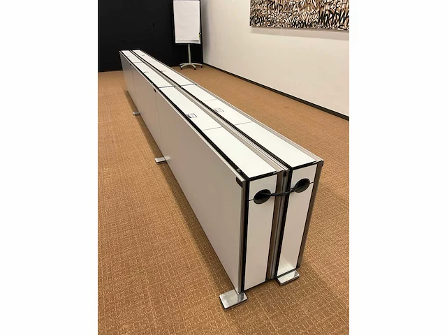 High-end vergadertafel, modulair b565xd170xh74 - wit generfd mdf met alu rand / alu verrijdbaar, opklapbaar - afbeelding 11 van  21