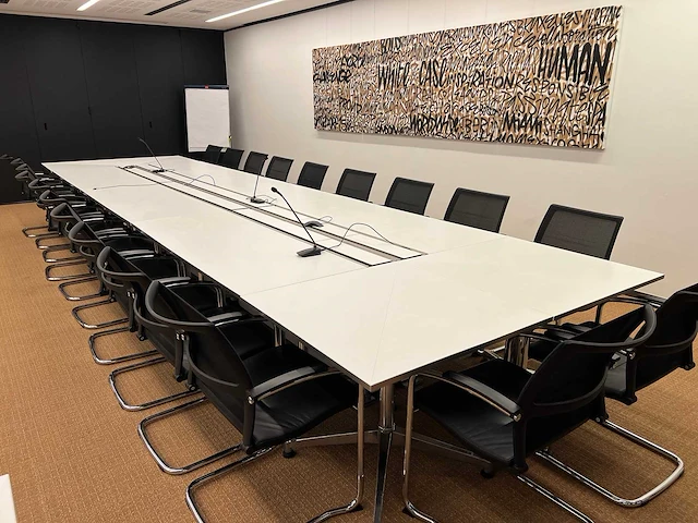High-end vergadertafel, modulair b565xd170xh74 - wit generfd mdf met alu rand / alu verrijdbaar, opklapbaar - afbeelding 1 van  21