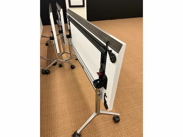 High-end vergadertafel, modulair b565xd170xh74 - wit generfd mdf met alu rand / alu verrijdbaar, opklapbaar - afbeelding 14 van  21